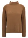 S Max Mara 'elica' Ribbed Knit High Neck Sweater In Camel