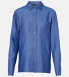 's Max Mara Denim Blue Shirt In Linen Canvas In Blue