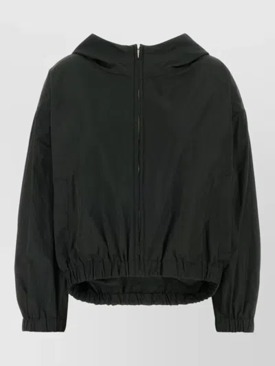 S Max Mara Eliseo Hooded Bomber Jacket Elasticated Cuffs Hem In Black