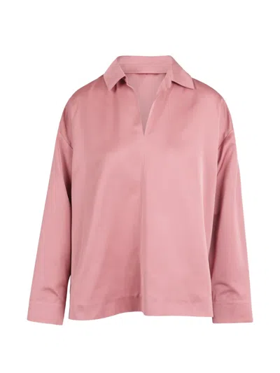 S Max Mara Embellished-cuff V-neck Blouse In Pink
