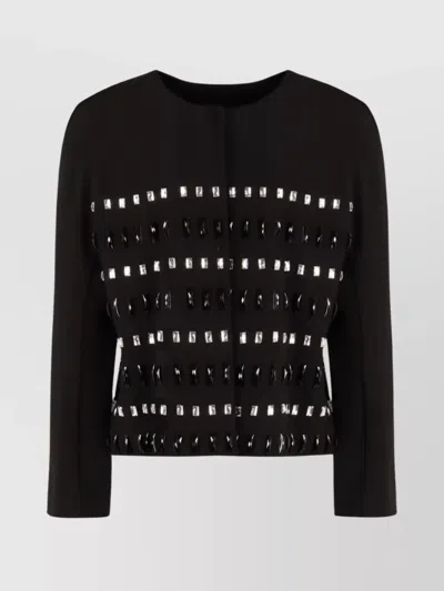 S Max Mara Embroidered Appliqué Cropped Jacket In Black