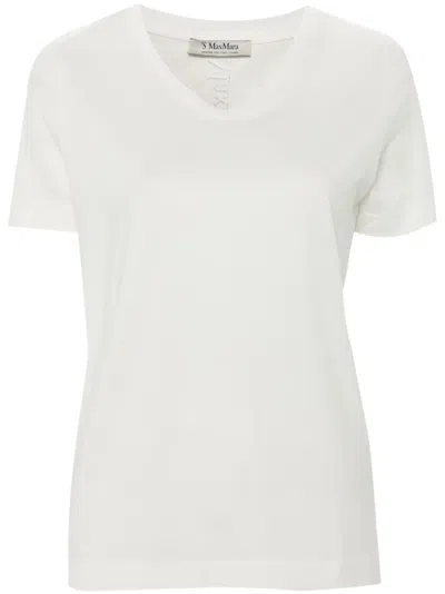 S Max Mara Embroidered-logo Cotton T-shirt In White
