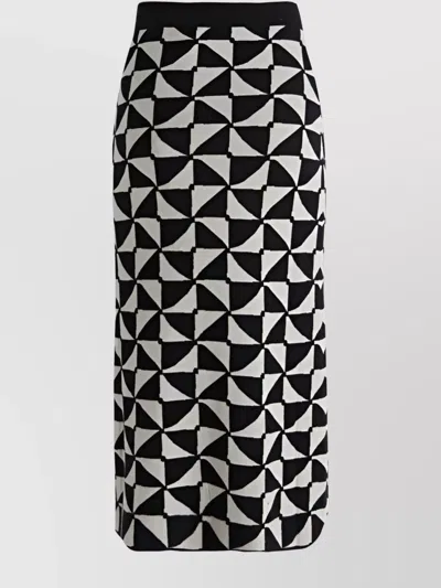 S MAX MARA ENZA SKIRT WOOL HIGH WAIST MIDI LENGTH GEOMETRIC