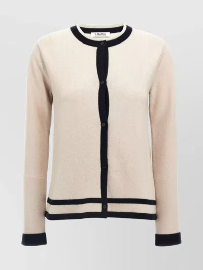 S MAX MARA 'ERE' RIBBED KNIT CARDIGAN WITH ROUND NECK