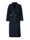 S Max Mara Poldo Wrap Coat In Virgin Wool In Blue