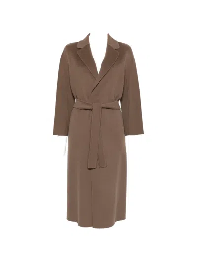 S Max Mara Esturia Belted Notch-lapel Coat In Brown