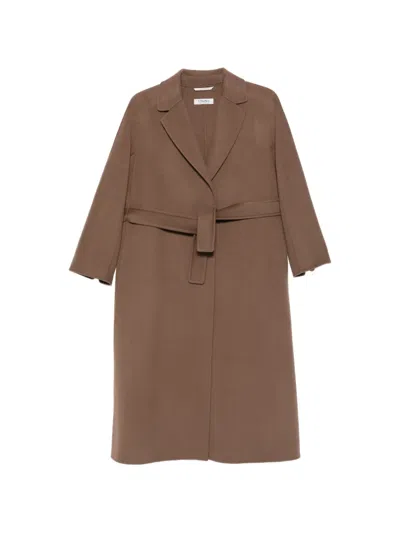 S Max Mara Esturia Belted Notch-lapels Coat In Brown