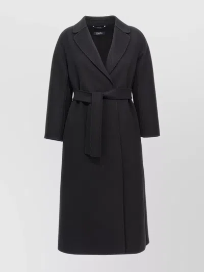 S Max Mara 'esturia' Belted Waist Long Length Coat In Black