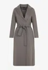 's Max Mara Virgin Wool Belted Coat With Notched Lapels In Gray