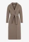 S Max Mara Esturia Belted Wool Coat In Gray