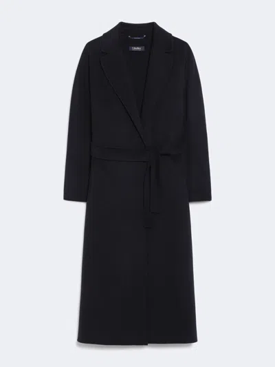 S Max Mara Esturia Midi Coat In Wool Drap In Blue