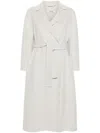 S Max Mara Esturia Light Grey Coat With Matching Belt In Wool Woman In Grey