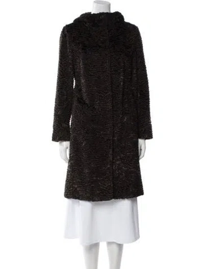 Pre-owned S Max Mara Faux Fur Animal Print Faux Fur Coat In Black