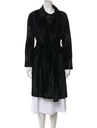Pre-owned 's Max Mara Faux Fur Coat In Black