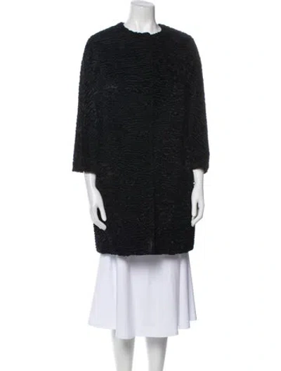 Pre-owned 's Max Mara Faux Fur Coat In Black