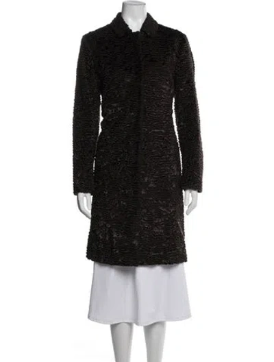 Pre-owned S Max Mara Faux Fur Coat In Brown