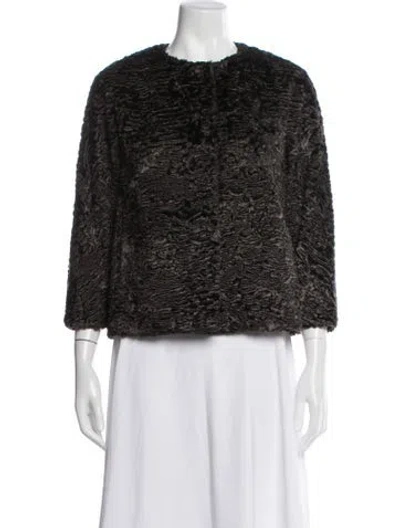 Pre-owned S Max Mara Faux Fur Jacket In Black