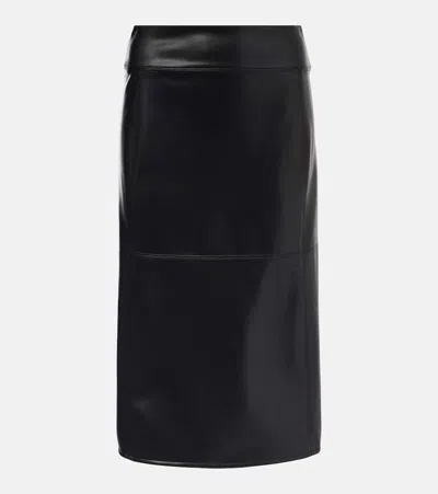 S MAX MARA FAUX LEATHER MIDI SKIRT