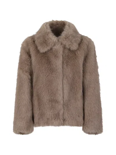 S Max Mara Faux-fur Collar Coat In Brown