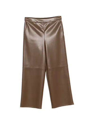 's Max Mara Faux-leather Cropped Trousers In Brown
