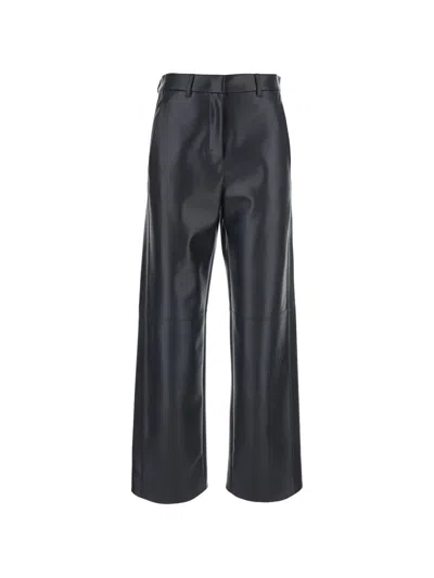 S Max Mara Faux-leather Straight-leg Trousers In Black