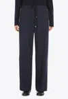 's Max Mara Flannel Trousers With Drawstring And Bands In Navy