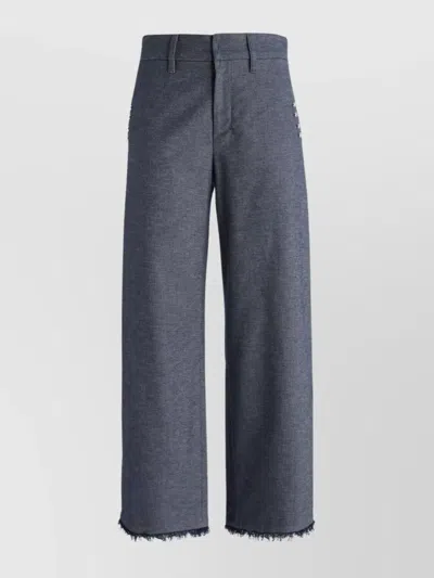 's Max Mara Flared Bottom Wide-leg Trousers With Fringed Hem In Gray