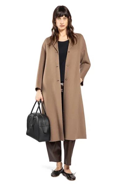 S Max Mara Flared Wool Coat In Beige