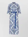 S Max Mara Floral Pattern Silk Shirt Dress