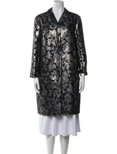 Pre-owned S Max Mara Floral Print Coat In Blue