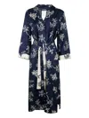 S Max Mara Timeo Kaftan Silk Dress With Floral Print In Blue