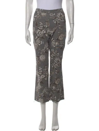 Pre-owned 's Max Mara Floral Print Flared Pants In Grey