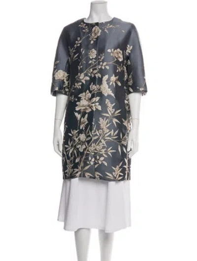 Pre-owned 's Max Mara Floral Print Jacket In Blue