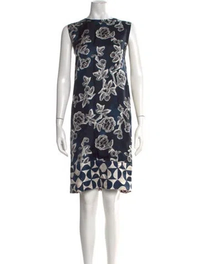 Pre-owned S Max Mara Floral Print Knee-length Dress In Blue