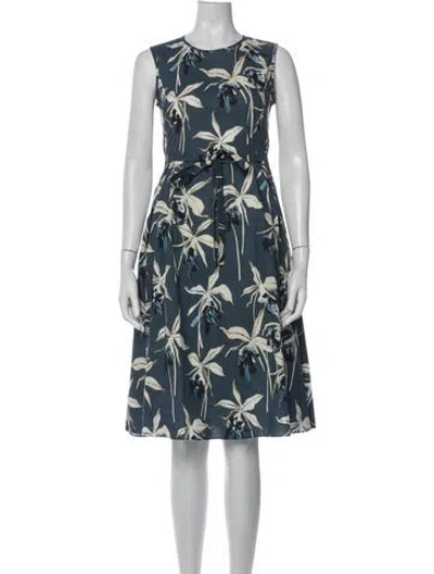 Pre-owned S Max Mara Floral Print Knee-length Dress In Blue