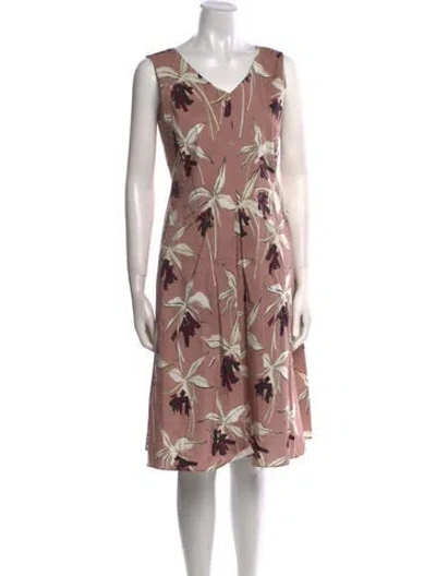 Pre-owned S Max Mara Floral Print Knee-length Dress In Pink