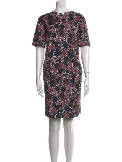 Pre-owned S Max Mara Floral Print Knee-length Dress In Purple