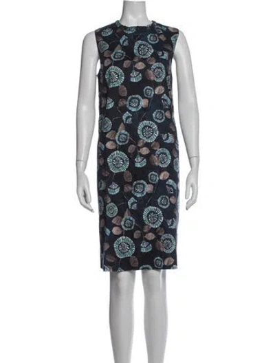 Pre-owned S Max Mara Floral Print Knee-length Dress W/ Tags In Blue