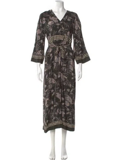 Pre-owned 's Max Mara Floral Print Long Dress In Blue