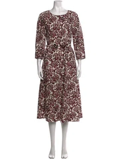 Pre-owned 's Max Mara Floral Print Long Dress In Brown