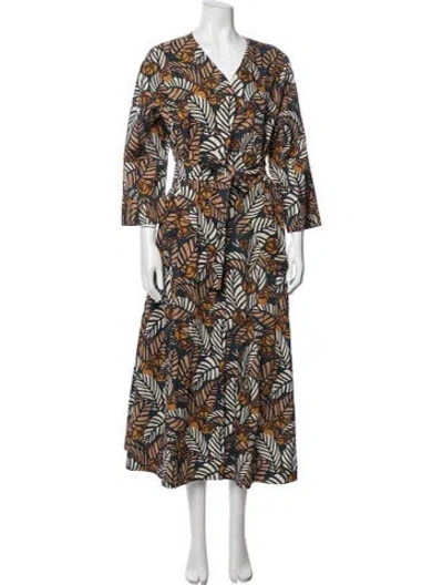 Pre-owned 's Max Mara Floral Print Long Dress In Multicolor