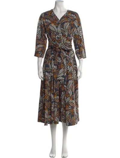 Pre-owned 's Max Mara Floral Print Long Dress In Multicolor