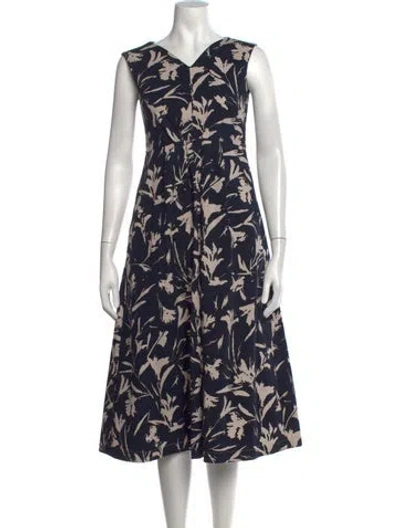 Pre-owned S Max Mara Floral Print Midi Length Dress In Blue