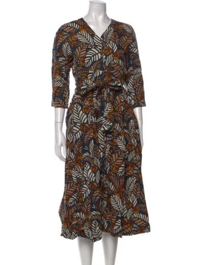 Pre-owned S Max Mara Floral Print Midi Length Dress In Multicolor
