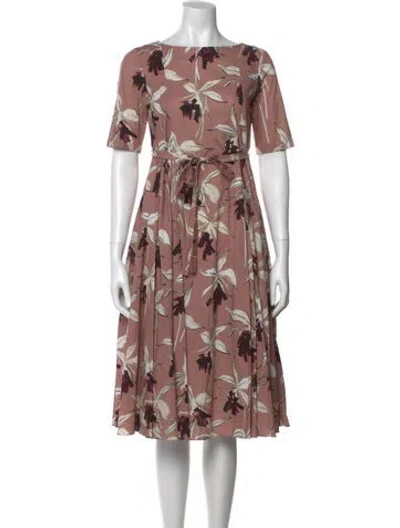 Pre-owned 's Max Mara Floral Print Midi Length Dress In Pink