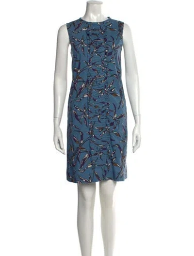 Pre-owned 's Max Mara Floral Print Mini Dress In Blue
