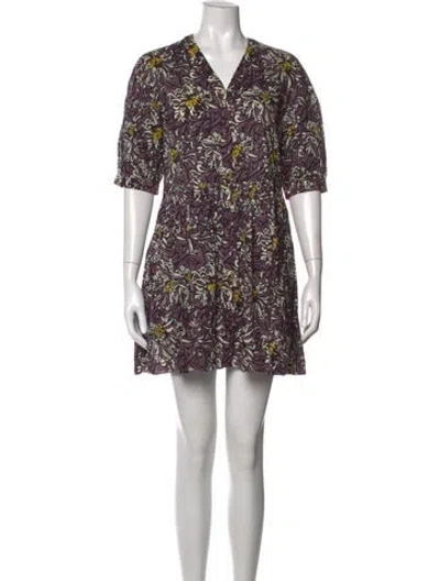 Pre-owned S Max Mara Floral Print Mini Dress In Purple