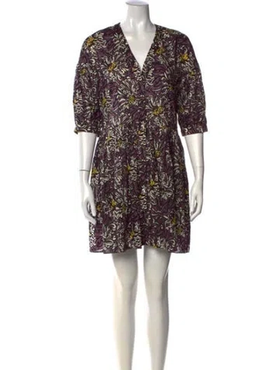 Pre-owned S Max Mara Floral Print Mini Dress In Purple