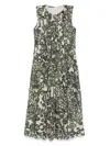S Max Mara Plissiertes Midikleid Mit Blumen-print In Green