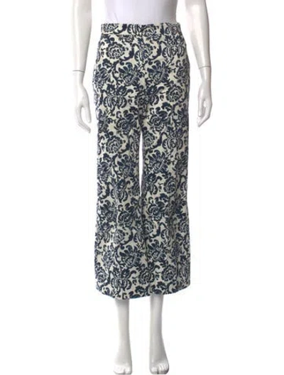 Pre-owned S Max Mara Floral Print Wide Leg Pants In Blue/white